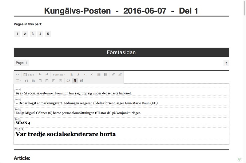 Content editor in block mode.