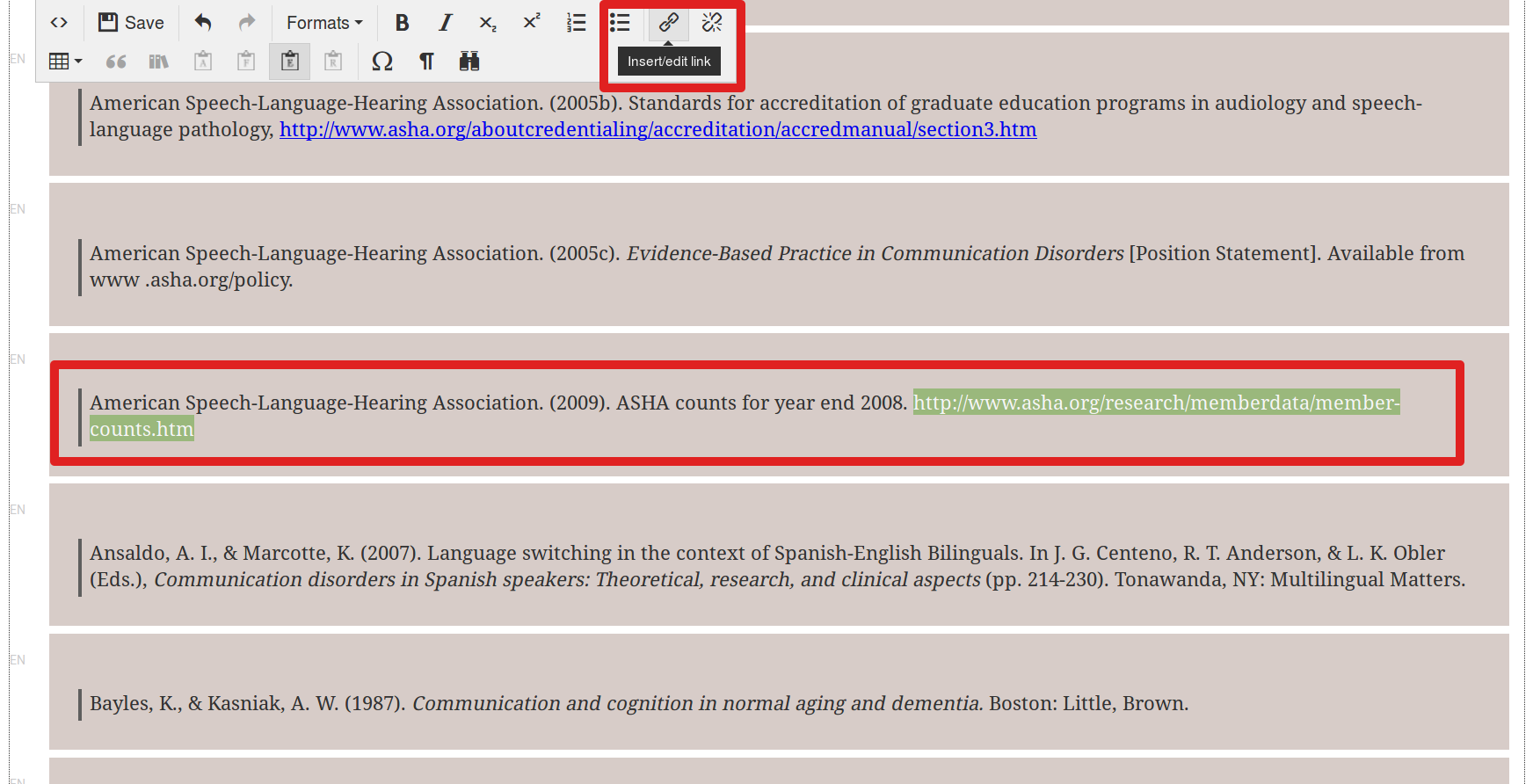 Creating an external link.