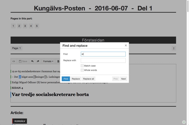 Find and replace dialog.
