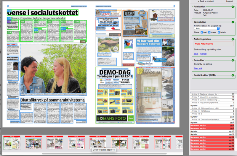 Editor window in an unclicked publication
